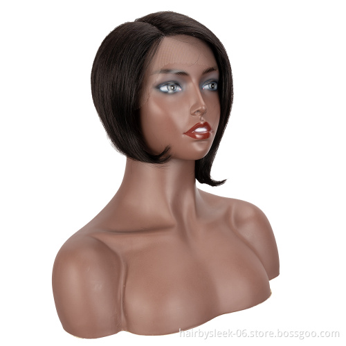 Rebecca fashion 9 inches Pixie Cut Natural Brazilian Remy Human hair Bob Lace Part Wig Lace Front Wigs Human Hair Wigs For Women